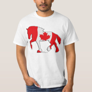T-shirt Cheval de trait canadien de drapeau
