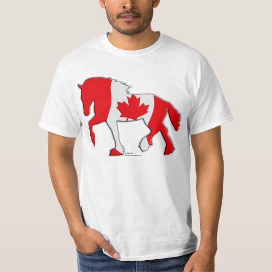 T-shirt Cheval de trait canadien de drapeau (Devant)