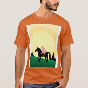 T-shirt Cheval d'équitation de chats minimum