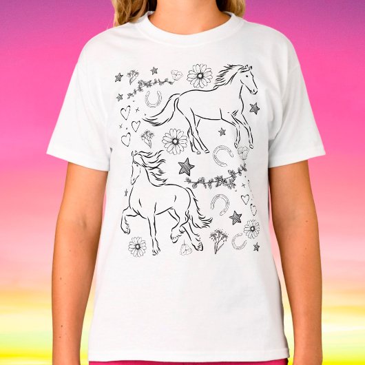 T-shirt Cheval Doodle M'Enfoncer