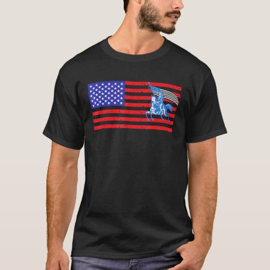 T-shirt Cheval Drapeau Américain 2 en détresse (Devant)