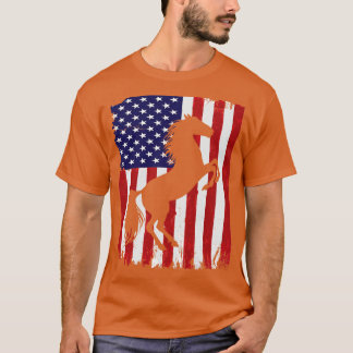 T-shirt Cheval Drapeau Américain USA 4 juillet Patriotique