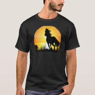 T-shirt Cheval du coucher du soleil race Silhouette Arabia