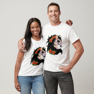 T-shirt Cheval du crâne à sucre aux roses rouges