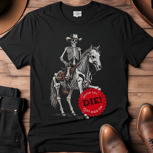 T-shirt Cheval éffrayant Cowboy Skeleton