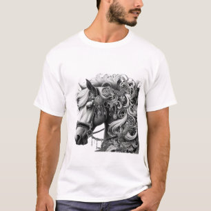 T-shirt Cheval élégant avec détails ornementaux - Noir et