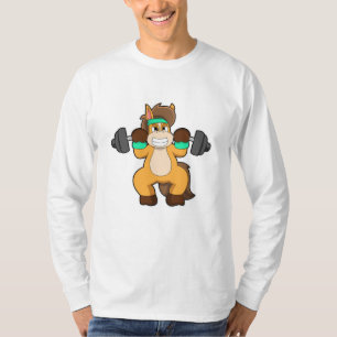 T-shirt Cheval en Bodybuilder avec Barbell