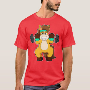T-shirt Cheval en Bodybuilder avec Barbell