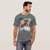 T-shirt Cheval en cadeau neige (Devant entier)