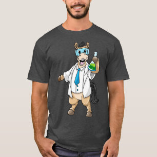 T-shirt Cheval en chimiste avec lunettes et tube à essai