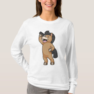 T-shirt Cheval en coiffeur avec peigne