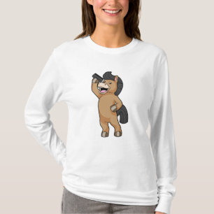 T-shirt Cheval en coiffeur avec peigne