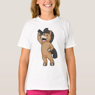 T-shirt Cheval en coiffeur avec peigne