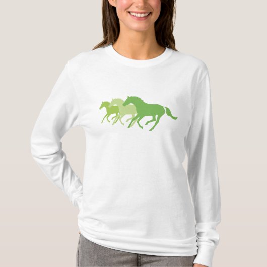 T-shirt Cheval en course (vert) (Devant)