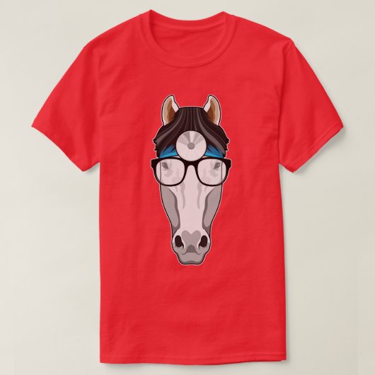 T-shirt Cheval en docteur avec lunettes (Design devant)