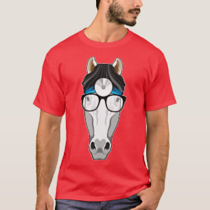 T-shirt Cheval en docteur avec lunettes