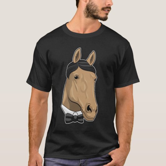 T-shirt Cheval en Gentleman avec cravate de Bow (Devant)