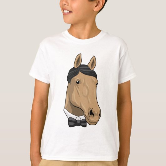 T-shirt Cheval en Gentleman avec cravate de Bow (Devant)
