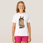 T-shirt Cheval en Gentleman avec cravate de Bow (Devant entier)