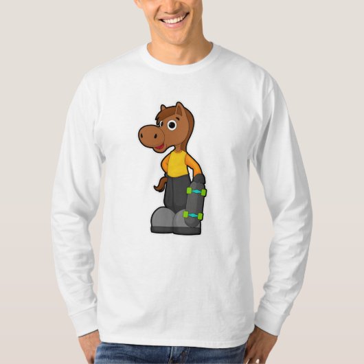T-shirt Cheval en Patinage avec Skateboard (Devant)