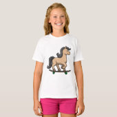 T-shirt Cheval en Patinage avec Skateboard (Devant entier)