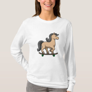 T-shirt Cheval en Patinage avec Skateboard