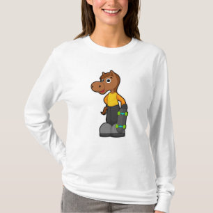 T-shirt Cheval en Patinage avec Skateboard