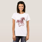 T-shirt Cheval en verre rose argent dynamique déclaration (Devant entier)