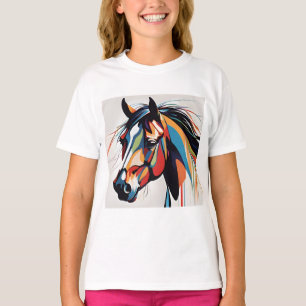 T-shirt Cheval Equestre Abstrait Mustang Pony Bronco Colt