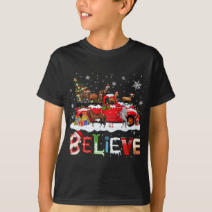 T-shirt Cheval équitation Camion Rouge Arbre de Noël Croir