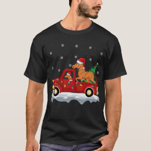 T-shirt Cheval équitation Camion Rouge Xmas Arbre Lumières