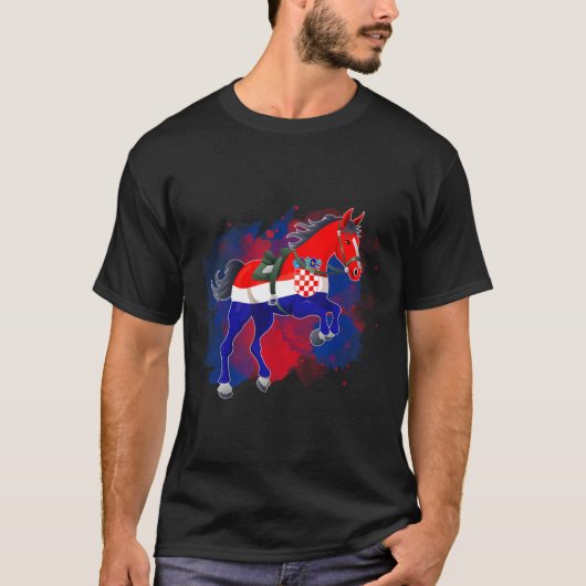 T-shirt Cheval équitation Croatie Drapeau (Devant)