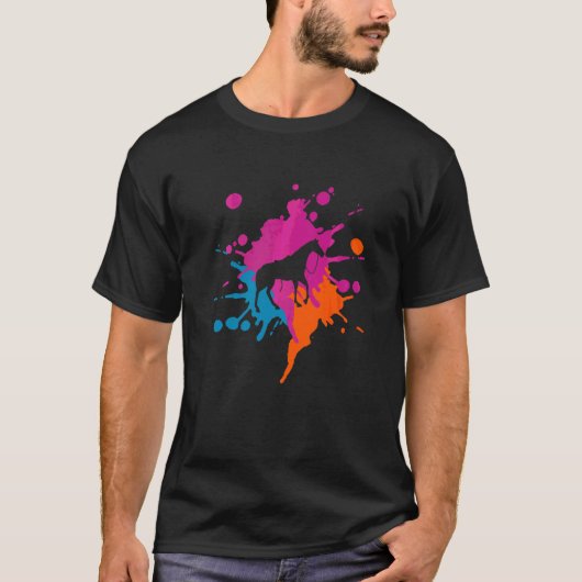 T-shirt Cheval équitation Splash coloré (Devant)