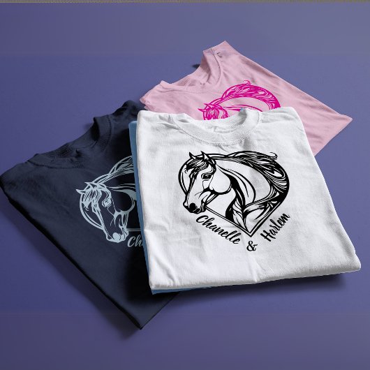 T-shirt Cheval et cavalier personnalisé avec nom