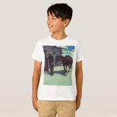 T-shirt Cheval et Cowboy neige hivernale (Devant entier)