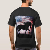 T-shirt Cheval et drapeau américain avec feux d'artifice (Dos)