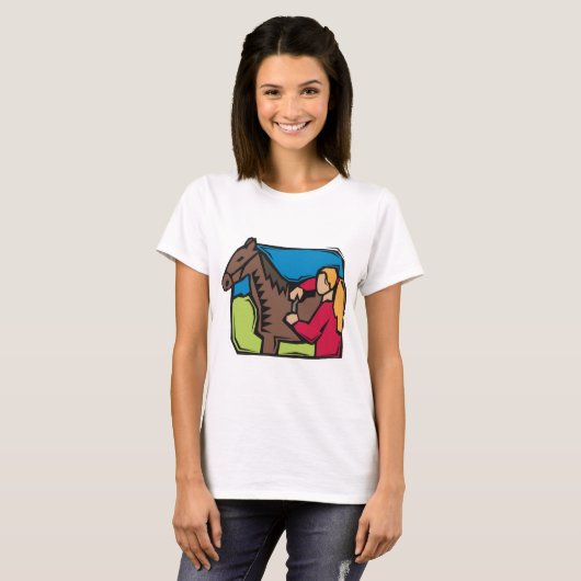 T-shirt Cheval Et Ferme Fille (Devant entier)