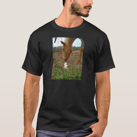 T-shirt cheval et fleur de printemps Bunny (Devant)