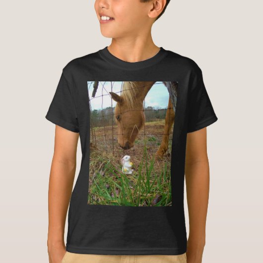 T-shirt cheval et fleur de printemps Bunny (Devant)