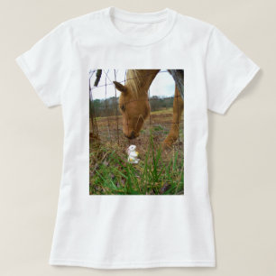 T-shirt cheval et fleur de printemps Bunny