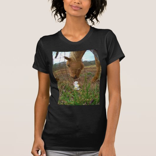 T-shirt cheval et fleur de printemps Bunny (Devant)