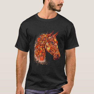 T-shirt Cheval Face Automne Feuilles Thanksgiving Day Hors