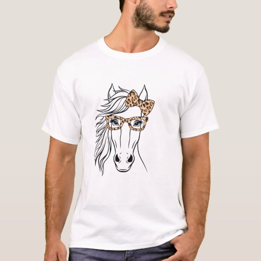 T-shirt Cheval Face Bandana Pour L'Équitation Et Pour Ho (Devant)