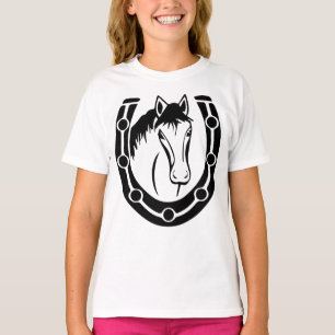 T-shirt Cheval Fer à Cheval Occidental Équestre Cowgirl Fe