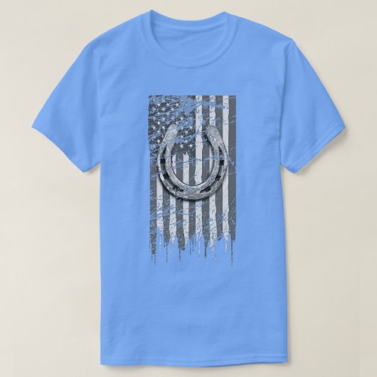 T-shirt Cheval-fer Cheval Lover Cadeau US Drapeau Lucky Ho (Design devant)