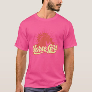 T-shirt Cheval Fille Animal Cheval Retour, Euqestrien Pour