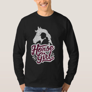 T-shirt Cheval Fille Animal Cheval Retour, Euqestrien Pour