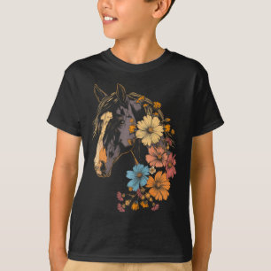 T-shirt Cheval Fleurs Horseback équitation Cowgirl Equestr