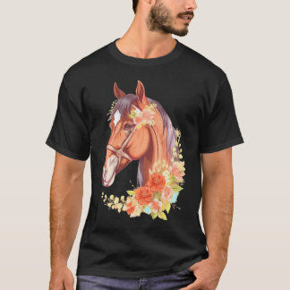 T-shirt Cheval Floral équitation Cheval Horse Horseback Fl