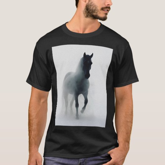 T-shirt Cheval foncé dans le brouillard - Ethéal Mystical (Devant)